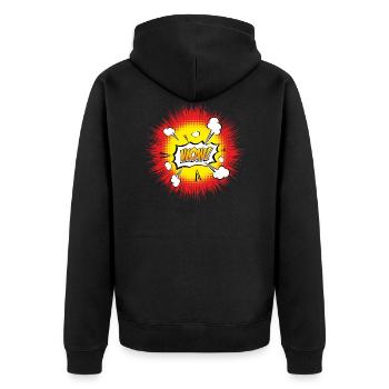 WOW EXPLOSION - Unisex Premium Bio Zip Hoodie - Schwarz - Hinten - Nico (187cm)