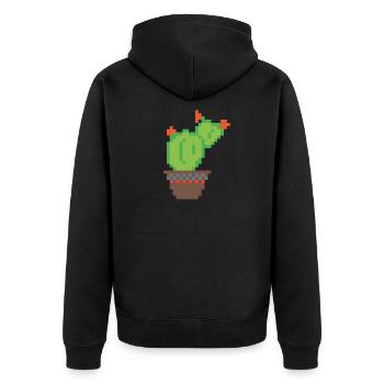 Kaktus Pixel Art - Unisex Premium Bio Zip Hoodie - Schwarz - Hinten - Nico (187cm)