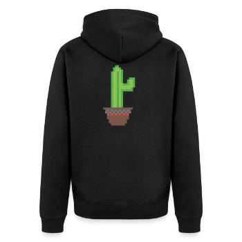 Kaktus Pixel Art - Unisex Premium Bio Zip Hoodie - Schwarz - Hinten - Nico (187cm)