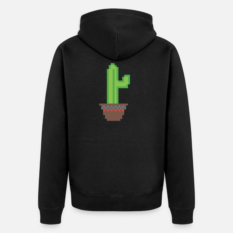 Cactus Pixel Art - Veste à capuche bio Premium Unisexe - noir