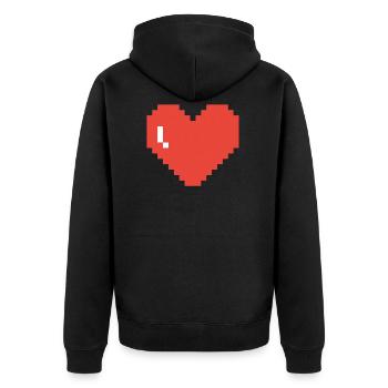 Big Heart Pixel Art - Unisex Premium Organic Zip Hoodie - black - Back - Nico (187cm)