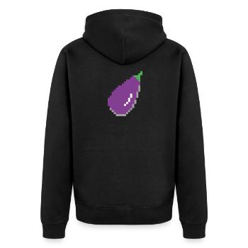 Aubergine Pixel Art - Unisex Premium Bio Zip Hoodie - Schwarz - Hinten - Nico (187cm)