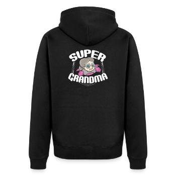 Super Grandma - Unisex Premium Bio Zip Hoodie - Schwarz - Hinten - Nico (187cm)