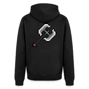 Axt Pixel Art - Unisex Premium Bio Zip Hoodie - Schwarz - Hinten - Nico (187cm)
