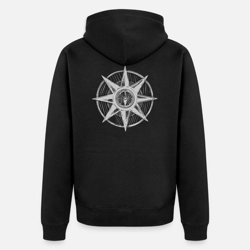 Compass -gezeichnet - Rétro -Seefahrt - Veste à capuche bio Premium Unisexe - noir