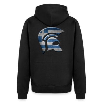 Griechenland - Unisex Premium Bio Zip Hoodie - Schwarz - Hinten - Nico (187cm)