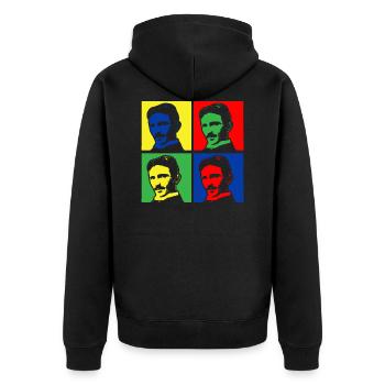 Pop Art Nikola Tesla - Unisex Premium Organic Zip Hoodie - black - Back - Nico (187cm)