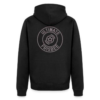 Frisbee Ultimate Frisbee Sport Mannschaft Verein - Unisex Premium Bio Zip Hoodie - Schwarz - Hinten - Nico (187cm)