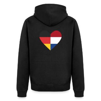 A heart - Germany Netherlands - Unisex Premium Organic Zip Hoodie - black - Back - Nico (187cm)