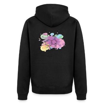 Serotonin chemische zusammensetzung wasserfarbe - Unisex Premium Bio Zip Hoodie - Schwarz - Hinten - Nico (187cm)