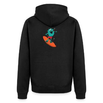 Surfing frog - Unisex Premium Organic Zip Hoodie - black - Back - Nico (187cm)