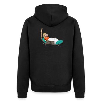 Krankenhaus Patient - Unisex Premium Bio Zip Hoodie - Schwarz - Hinten - Nico (187cm)