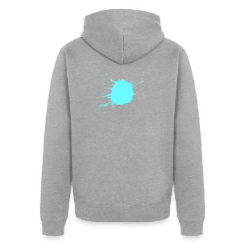 Taches de couleur turquoise - Veste à capuche bio Premium Unisexe - gris chiné - Dos - Nico (187cm)