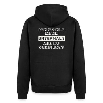 Unterhalt T-Shirt Scheidung One Night Stand - Unisex Premium Bio Zip Hoodie - Schwarz - Hinten - Nico (187cm)