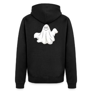 Halloween Geist Gespenst - Unisex Premium Bio Zip Hoodie - Schwarz - Hinten - Nico (187cm)