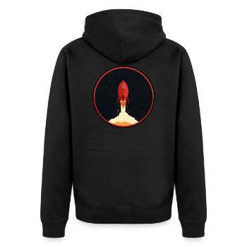 Rakete zum Mond Astrologie Universum - Unisex Premium Bio Zip Hoodie - Schwarz - Hinten - Nico (187cm)