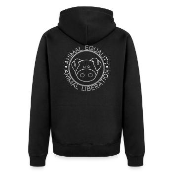 ÉGALITÉ ANIMALE LIBÉRATION ANIMALE - Veste à capuche bio Premium Unisexe - noir - Dos - Nico (187cm)