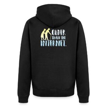 Older than the internet - Unisex Premium Organic Zip Hoodie - black - Back - Nico (187cm)
