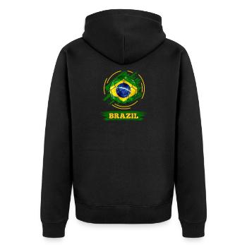 Fussball Brasilien Soccer Brazil Football - Unisex Premium Organic Zip Hoodie - black - Back - Nico (187cm)