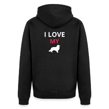 Border Collie - Unisex Premium Organic Zip Hoodie - black - Back - Nico (187cm)