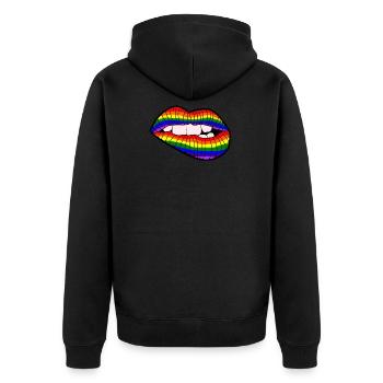 LipBite Rainbow - Unisex Premium Organic Zip Hoodie - black - Back - Nico (187cm)