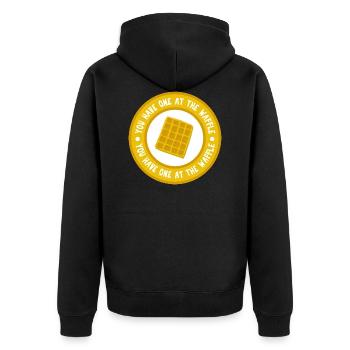 You Have One At The Waffle Denglish - Unisex Premium Bio Zip Hoodie - Schwarz - Hinten - Nico (187cm)