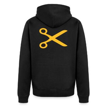 Friseur Schere - Unisex Premium Bio Zip Hoodie - Schwarz - Hinten - Nico (187cm)