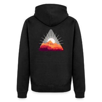 Lever du soleil dans les montagnes avec une volée d'oiseaux - Veste à capuche bio Premium Unisexe - noir - Dos - Nico (187cm)