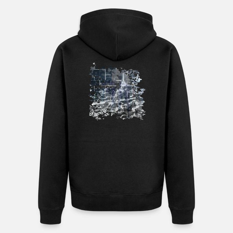 Paris, nuit, tour eiffel, cityscape - Veste à capuche bio Premium Unisexe - noir