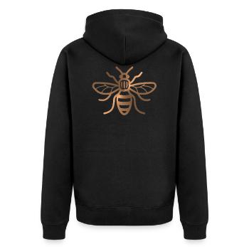 Manchester Bee - Brushed Metal Effect Print - Unisex Premium Organic Zip Hoodie - black - Back - Nico (187cm)