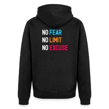 NO Limit - Unisex Premium Bio Zip Hoodie - Schwarz - Hinten - Nico (187cm)