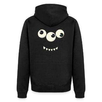 Monstre halloween cadeau yeux dessin animé enfants - Veste à capuche bio Premium Unisexe - noir - Dos - Nico (187cm)