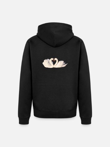 2 trumpeter swan bird swan t-shirt gift - Unisex Premium Organic Zip Hoodie - black