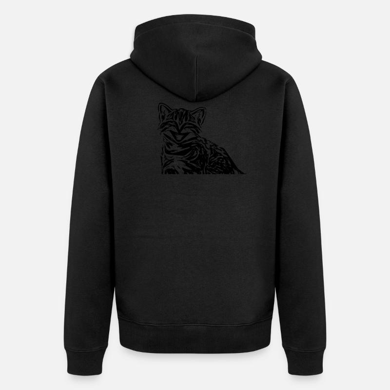 Katze - Unisex Premium Bio Zip Hoodie - Schwarz