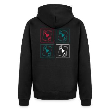 Poker Karten - Unisex Premium Bio Zip Hoodie - Schwarz - Hinten - Nico (187cm)