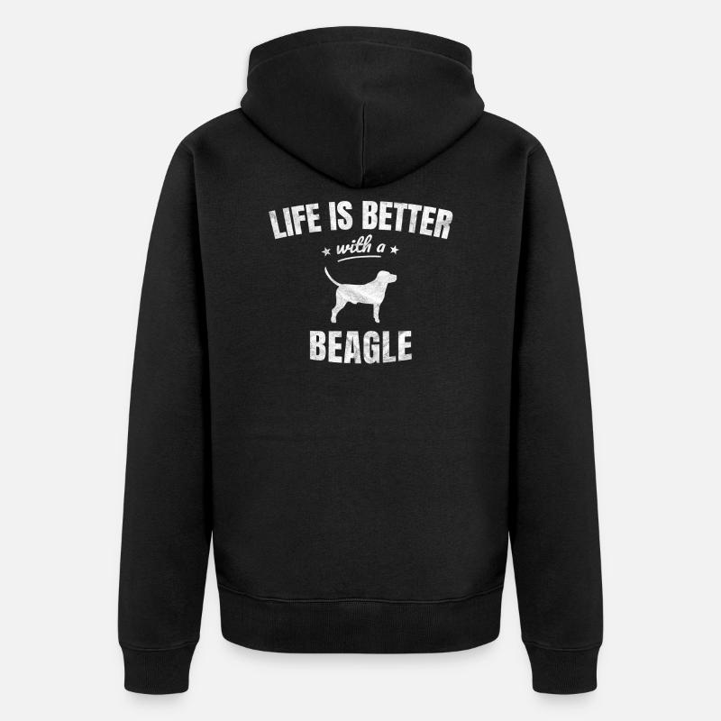 Beagle Jagdhund Geschenk - Unisex Premium Bio Zip Hoodie - Schwarz