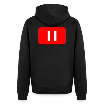 Pause logo - Unisex Premium Organic Zip Hoodie - black - Back - Nico (187cm)