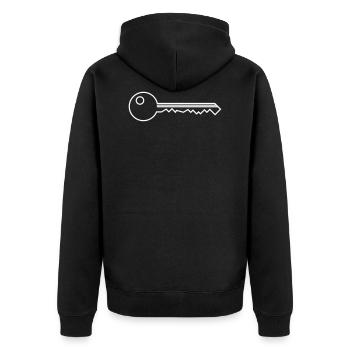 Schlüssel - Unisex Premium Bio Zip Hoodie - Schwarz - Hinten - Nico (187cm)