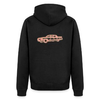 Neonlicht Oldtimer - Unisex Premium Bio Zip Hoodie - Schwarz - Hinten - Nico (187cm)