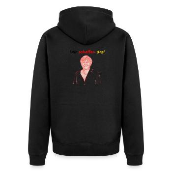 Wir schaffen das! Merkel-Spruch Corona Krise 2020 - Unisex Premium Bio Zip Hoodie - Schwarz - Hinten - Nico (187cm)