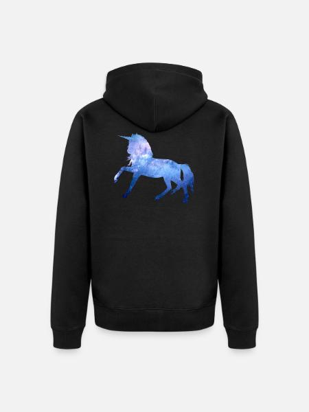 Einhorn Weltraum Universum Fabelwesen Geschenk - Unisex Premium Bio Zip Hoodie - Schwarz