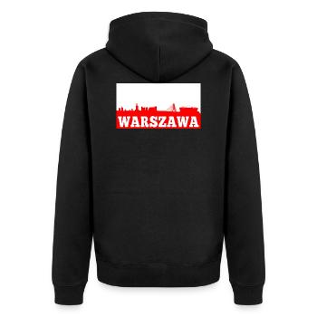 Warschau, Polen / Warszawa, Polska - Unisex Premium Bio Zip Hoodie - Schwarz - Hinten - Nico (187cm)