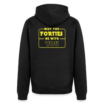 40 birthday: May the forties be with you - Unisex Premium Bio Zip Hoodie - Schwarz - Hinten - Nico (187cm)