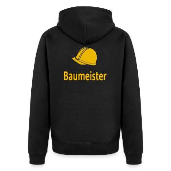Baumeister - Unisex Premium Bio Zip Hoodie - Schwarz - Hinten - Nico (187cm)