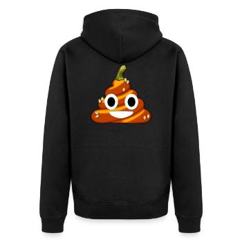 Poo Kürbis Halloween Poop - Unisex Premium Bio Zip Hoodie - Schwarz - Hinten - Nico (187cm)
