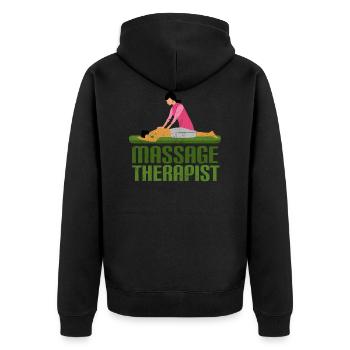 Vintage Massage - Unisex Premium Bio Zip Hoodie - Schwarz - Hinten - Nico (187cm)