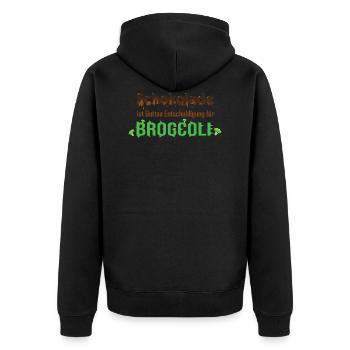 Schokolade ist Gottes Entschuldigung für Broccoli - Unisex Premium Bio Zip Hoodie - Schwarz - Hinten - Nico (187cm)