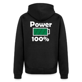 Power 100% with full battery icon - Unisex Premium Organic Zip Hoodie - black - Back - Nico (187cm)
