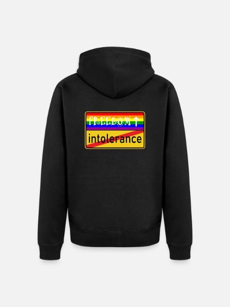 Freiheit & Vielfalt Regenbogen - Unisex Premium Bio Zip Hoodie - Schwarz
