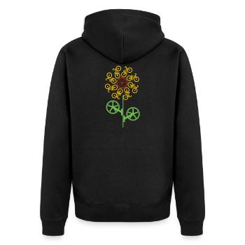 SONNENBLUME FAHRRAD T-SHIRT LUSTIGES GESCHENK IDEE - Unisex Premium Bio Zip Hoodie - Schwarz - Hinten - Nico (187cm)